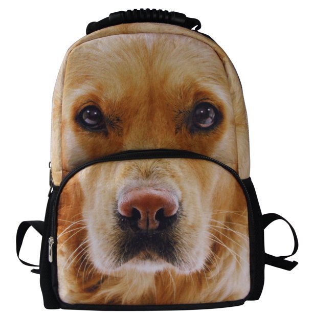 Animal Face Yellow Lab Dog Backpack 3D Deep Stereographic on Felt