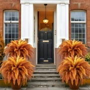 Dremisland 39 Artificial Boston Fern in Orange and Gold Fall Dark Brown Urn (2 Count)