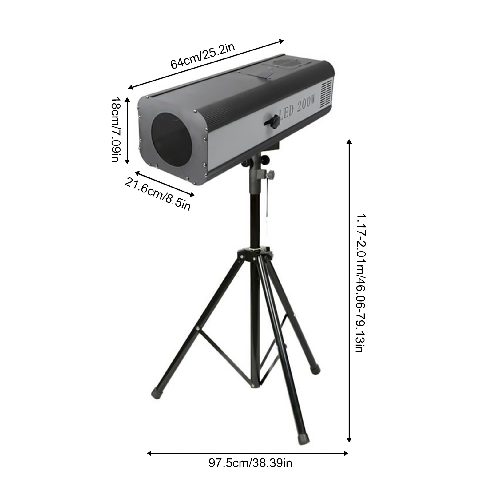 200W LED Follow Spot Light Lamp Wedding Party Theater DJ Stage Light w/ Stand