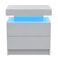 thumbnail image 3 of SAYGOGO 2 Drawer White Nightstand, Modern Adjustable LED Bedside Table with Open Shelf for Bedroom, 3 of 9