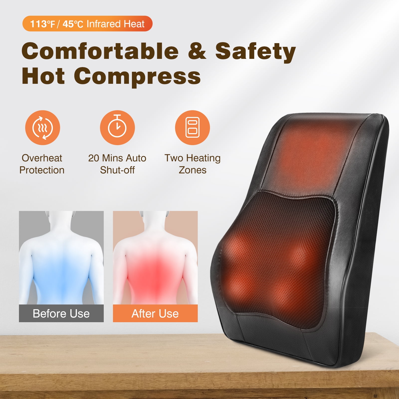 Naipo Neck Back Massager with Heat, 3D Kneading Massage Pillow for Shoulder, Leg Muscle Pain Relief, Gifts for Mom Dad