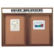 Aarco Products WBC3648RH 48 in. W x 36 in. H Enclosed Bulletin Board with Header - Walnut