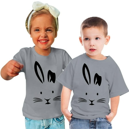 

Virmaxy Toddler Baby Girls Boys Bunny Rabbit Graphic T-Shirt 2024 Easter Gifts for Kids Kids Boys Girls Fashion Cute Short Sleeve Crew Summer Tee Gray-B 5T