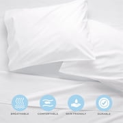 White Classic T-200 Heavy Weight Cotton/Poly Pillowcases, White, Standard, 24 Count