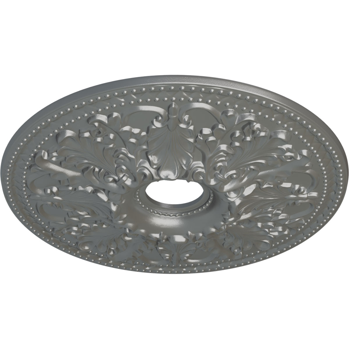Ekena Millwork 23 7/8"OD x 4"ID x 2 1/8"P Ashley Ceiling Medallion (Fits Canopies up to 4 3/4"), Hand-Painted Silver - image 2 of 4