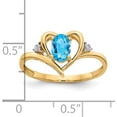 thumbnail image 3 of 14K Yellow Gold Blue Topaz And Diamond Heart Ring (Size 7) Made In China xbs501, 3 of 5