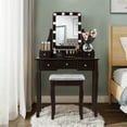 thumbnail image 3 of Patiojoy Detachable Vanity Table Set Makeup Table with Mirror &Cushioned Stool Brown, 3 of 5