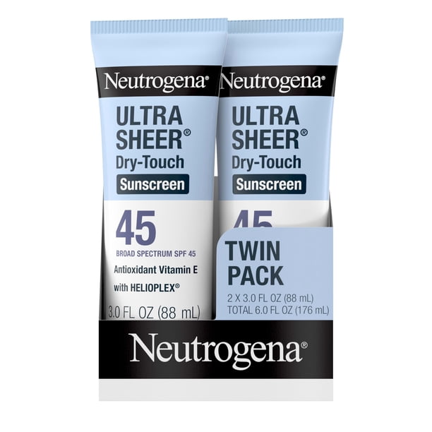 Neutrogena Protector solar ultraclaro de factor de protección de 45, paquete doble de 177 ml (6 oz)