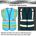 thumbnail image 2 of BeautyWill Class 2 High Visibility Safety Vest, 5 Pockets Reflective Work Vest with Zipper & ID Holder, ANSI/ISEA Compliant, Neon Construction Vest for Men Women, Adjustable Hi-Vis Workwear, 2 of 8