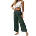 thumbnail image 4 of Miluxas Wide Leg Pants Woman Cotton Linen Stretchy Work Dress Pants High Waisted Business Casual Trousers Slacks Green XXL(XXL), 4 of 8