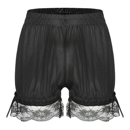 Doomiva Womens Victorian Pumpkin Pants Lace Tiered Ruffle Panties Casual Cotton Bloomers Booty Shorts Black M