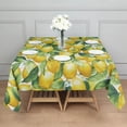 thumbnail image 3 of Yellow Lemon Fruit Leaves White Pattern Square Tablecloth,Waterproof Square Table Cover,Wipeable Spillproof Washable Table Cover for Home Kitchen Party Decor 60"x60"(152x152cm), 3 of 6