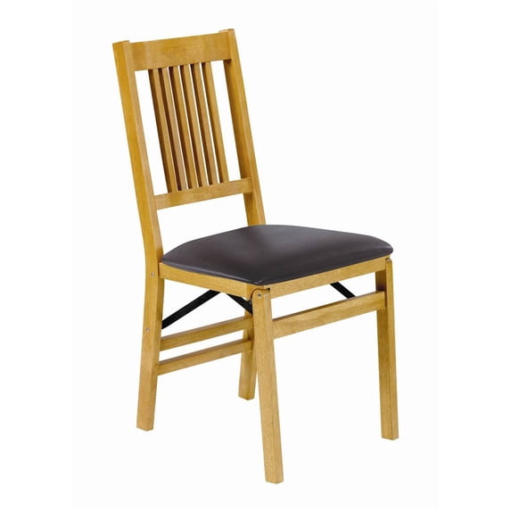 True Mission Folding Chair in Warm Oak Finish - Set of 2