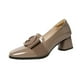 thumbnail image 2 of Zapatos de tacón bajo y grueso para mujer, zapatos de boda de moda, zapatos casuales de punta cerrada Caqui, 2 of 7