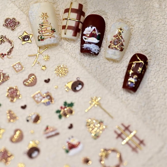 Maigitur Pegatinas navideñas 5D en relieve para nail art