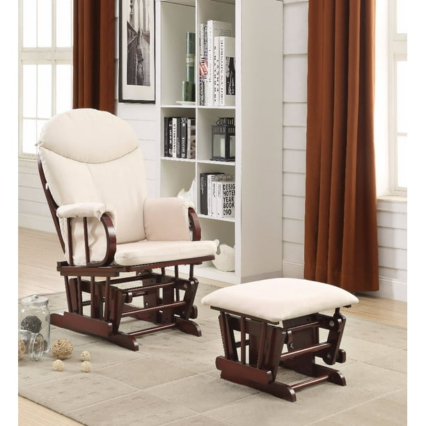 Glider Chair & Ottoman, 2 Piece Pack, Cream & Brown