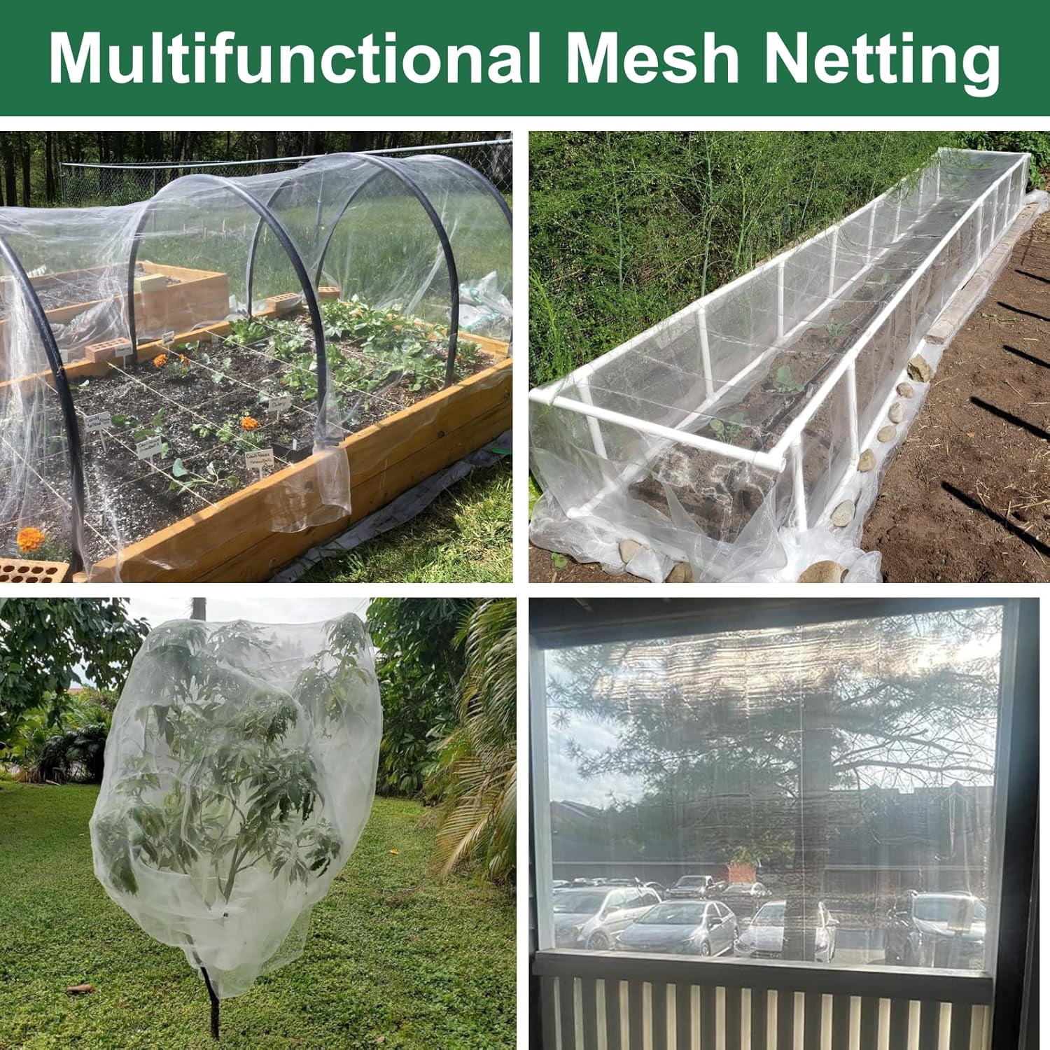 Garden Netting Pest Barrier, 10 ft x 33 Ultra Fine Mesh Mosquito Net Cicada Bird Bug Insect for Raised Bed Greenhouse, Plant Row Cover Protect Vegetables Fruits Flowers Trees