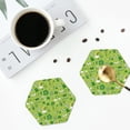 thumbnail image 4 of Lsque St. Patrick's day1 Pattern 4" Drink Coasters Set of 4, PVC Leather Absorbent Coasters, Table Coaster Set Decorative Coffee Cup Coasters Housewarming Gift-Hexagon, 4 of 6