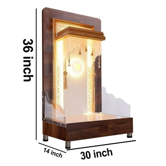 Wooden Temple For Home And Office | Designer Customized Puja Mandir With LED Lights |Brown Mandir | Mandap | Wall Hanging And Table Top