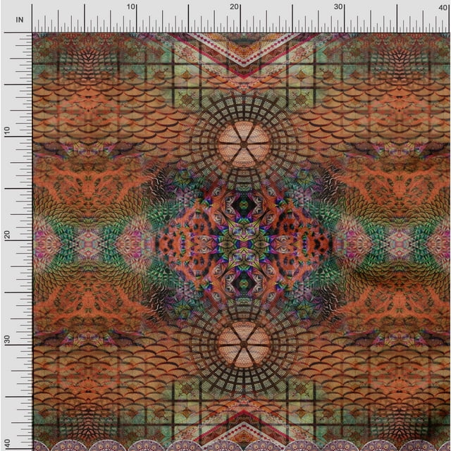 Soimoi Moss Georgette Fabric Mandala Panel Decor Fabric Printed Yard 42 Inch Wide