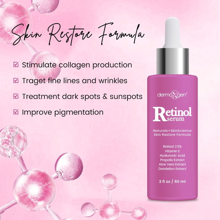 Dermaxgen Retinol Cream  3% (Percent) Retinol Cream for Face with Hyaluronic Acid Anti-Aging Face Cream for Fine Lines & Wrinkles  Hydrating Face