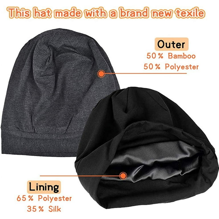 TELOLY Pack Sleep Cap, Satin Silk Bonnet, Hair Protection Night