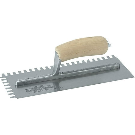 Marshalltown 704S Notched Trowel, 4-1/2 in W x 11 in L Steel Blade Wood Handle