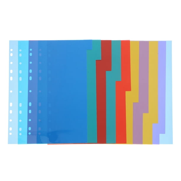 10 separadores de carpeta con pestañas, separadores de hojas, protectores de papel, separadores de archivos con pestañas para uso en la oficina, la escuela y el hogar