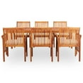thumbnail image 3 of vidaXL Solid Acacia Wood 7/9 Piece Outdoor Dining Set with Cream/Gray Cushions, 3 of 13