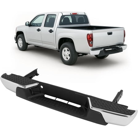 Kojem Rear Bumper Assembly w/Bracket for 2008-2012 Chevy Chevrolet Colorado & GMC Canyon w/o Xtreme Package or Towing Replacement for 20814972 GM1103157 Rear Back Step Bumper Silvery Black