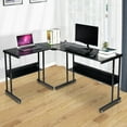 thumbnail image 5 of Hommpa Coffee Table 58" L Shaped Computer Desk with 2-Tier Shelf Home Gaming Desk Modern Office Writing Desks Work Corner Study Desk for Bedroom Living Room Space-Saving, Easy to Assemble, 5 of 10
