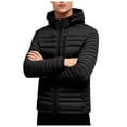 thumbnail image 2 of YueHuiYing Men's Solid - Color Thickened Winter Jacket Long Sleeve, Detachable Cap, Zipper Closure, Hooded with Functional Pockets, 2 of 7