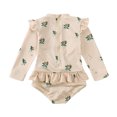 thumbnail image 2 of MIASHUI Girls One Piece Swimsuit Long Sleeve Rash Guard Bathing Suits with Hat,Grey,6-12 Months, 2 of 9