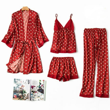 

JNGSA Women Satin Silk Pajamas Cardigan Nightdress Bathrobe Robes Underwear Sleepwear Pj Set For Women Womens Bikini Clearance