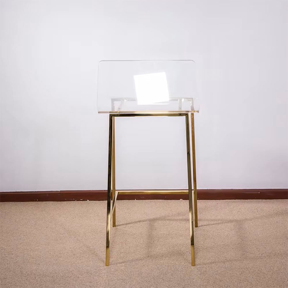 Heavenly Collection Set of 3 Clear Acrylic & Gold Counter Stools – Ideal for Kitchen Island or Dining Area