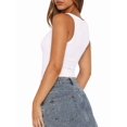 thumbnail image 4 of Women Summer Square Neck Tank Tops Workout Cropped Ribbed Summer Camisole Sleeveless Clothes White S, 4 of 9