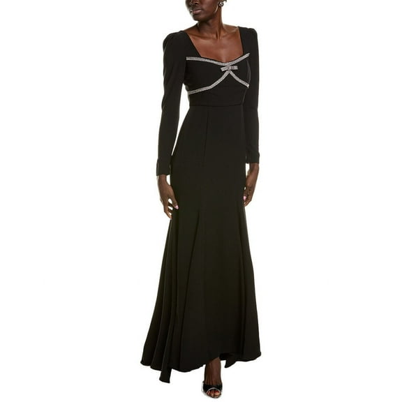 Taylor womens Crystal Bodice Maxi Dress, 4, Black