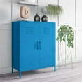 thumbnail image 1 of Novogratz Cache 2 Door Metal Locker-Style Storage Accent Cabinet, Magenta, 1 of 8