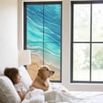 thumbnail image 3 of Aqua Ombre Coastal Window Privacy Film, Summer Nautical Beach Ocean Seaside Static Cling UV Sun Blocking Tint Film Heat Control Windows Films for Bedroom Bathroom, Window Stickers 29.5"x78.7", 3 of 8