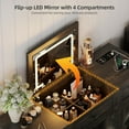 thumbnail image 3 of Farmhouse Vanity Desk with Flip Top Mirror and Lights, Makeup Vanity Table with 2 Adjustable cabinets,2 Drawers and Hidden Storage Stool, Charging Dressing Table Set for Bedroom,Rustic Oak, 3 of 9