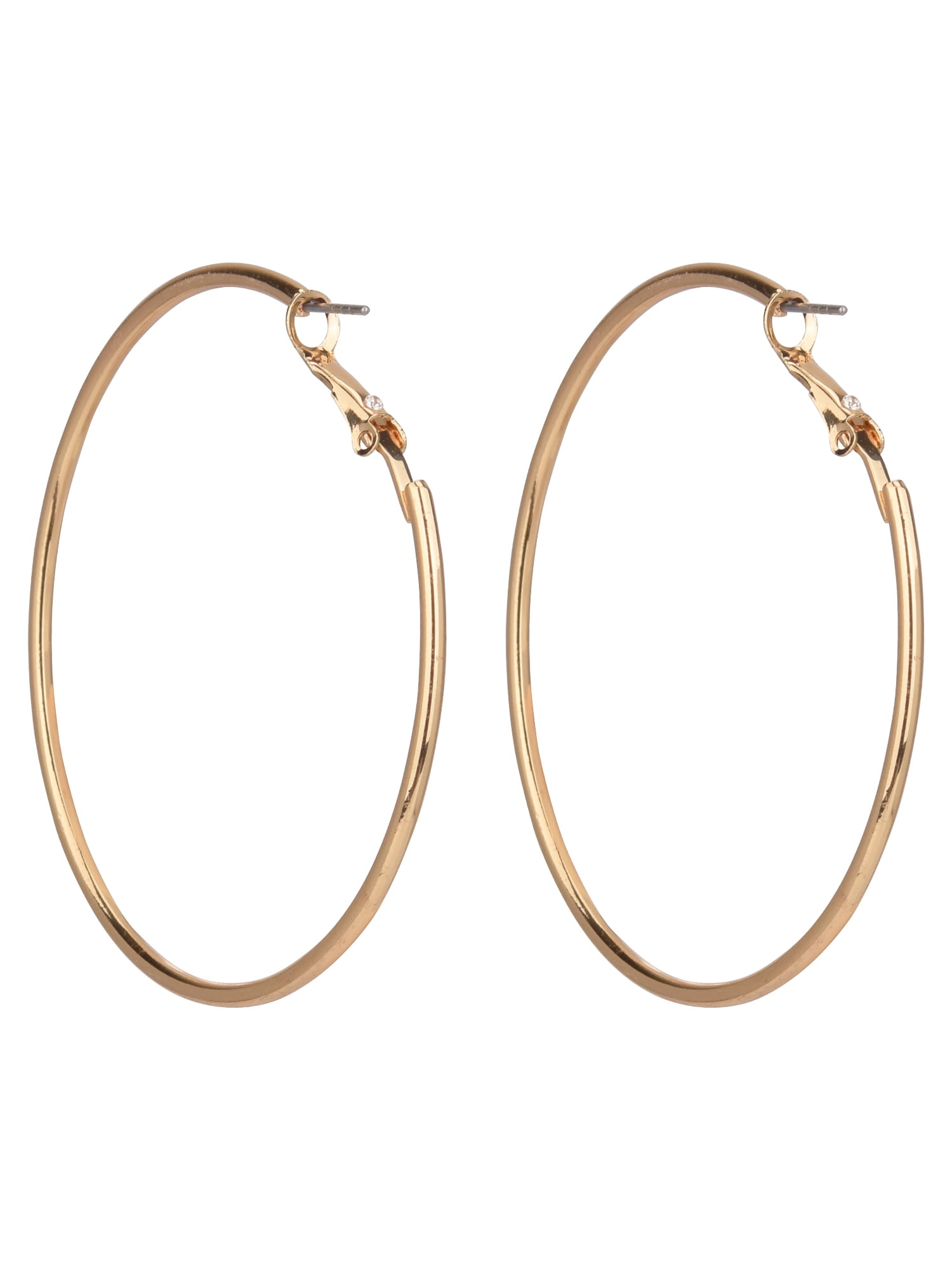 Time and Tru Adult Women's Gold Tone Metal Hoop Earring