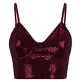 thumbnail image 4 of Women's Sparkly Sequin Spaghetti Strap Crop Top V Neck Tank Vest XS, 4 of 5