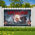 thumbnail image 2 of Orange Theme Halloween Banner Witch Hat Skull Decoration Fabric Material for Halloween Party Outdoor Decoration Indoor Decoration, 2 of 9