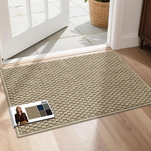 Mibao Front Door Mat, Dirt Trapper Welcome Mat for Outdoor Indoor, Non-Slip Waterproof Doormat, Durable Machine Washable Low Profile Entry Rug for Back Door Outside Patio Porch, 36" x 24", Brown