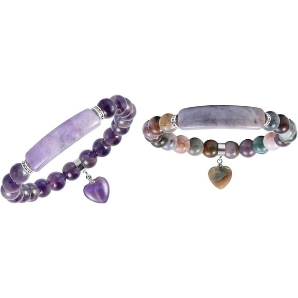 Exceptional XLLHXF Healing Stone Bracelet 8mm Beads Chakra Crystal Energy Heart Charm Bracelet Handmade Jewelry for Women, Indian Agate & Amethyst - Suitable for a Variety of outdoor plumbing jobs