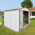 thumbnail image 5 of 8x6 FT Outdoor Storage Shed, Metal Tool Sheds Heavy Duty Storage House with Lockable Doors & Air Vent for Backyard Patio Lawn to Store Bikes, Tools, Lawnmowers, White&Orange, 5 of 5