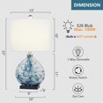 thumbnail image 4 of Maxax 23" Coastal Table Lamp，3-Way Dimmable Blue Glass Bedside Lamp with White Drum Shade for Living Room Bedroom, 4 of 6