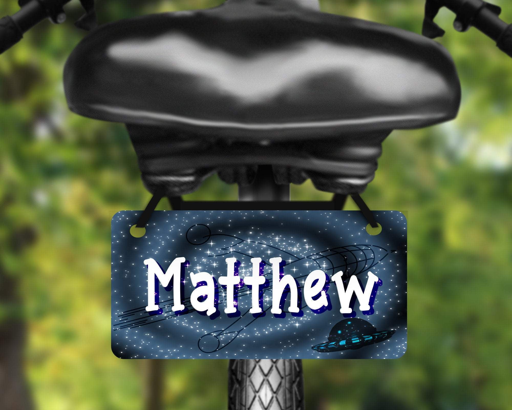 Space, UFO design aluminum bicycle tag, bike license plate