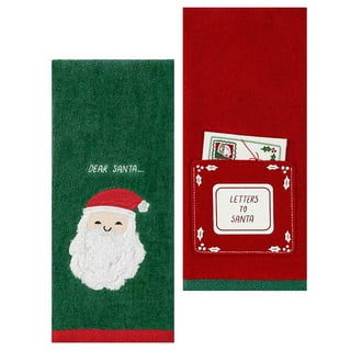 St. Nicholas Square Christmas Kitchen Print Towels, Set of 2, One Hanging  Tie-Top with Button Loop Cotton Terry Towel Snowman Family for and  Household