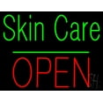 thumbnail image 1 of Green Skin Care Block Open LED Neon Sign 15 x 19 - inches, Black Square Cut Acrylic Backing, with Dimmer - Bright and Premium built indoor LED Neon Sign for Spa interior decor and storefront., 1 of 7
